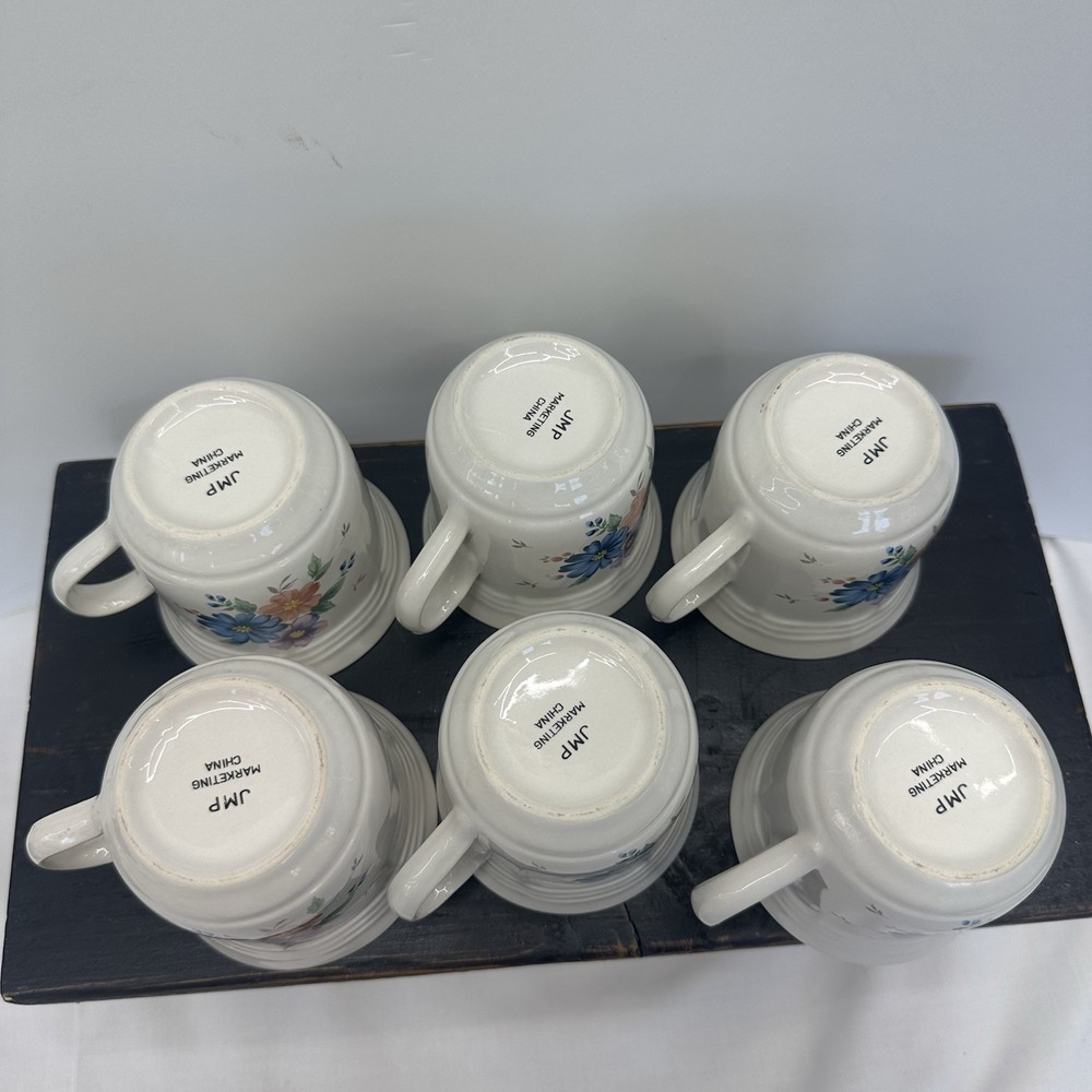 Lot Of 6 JMP Marketing Stoneware Coffee Tea Cup Provincial Bouquet Cottagecore - Picture 10 of 12